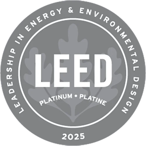 LEED Platinum 2025 logo (Leadership in Energy & Environmental Design)